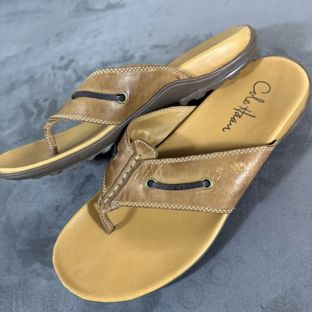 Cole Haan 8.5 M Men’s Butterscotch Leather Sandals Slides Non Slip Summer